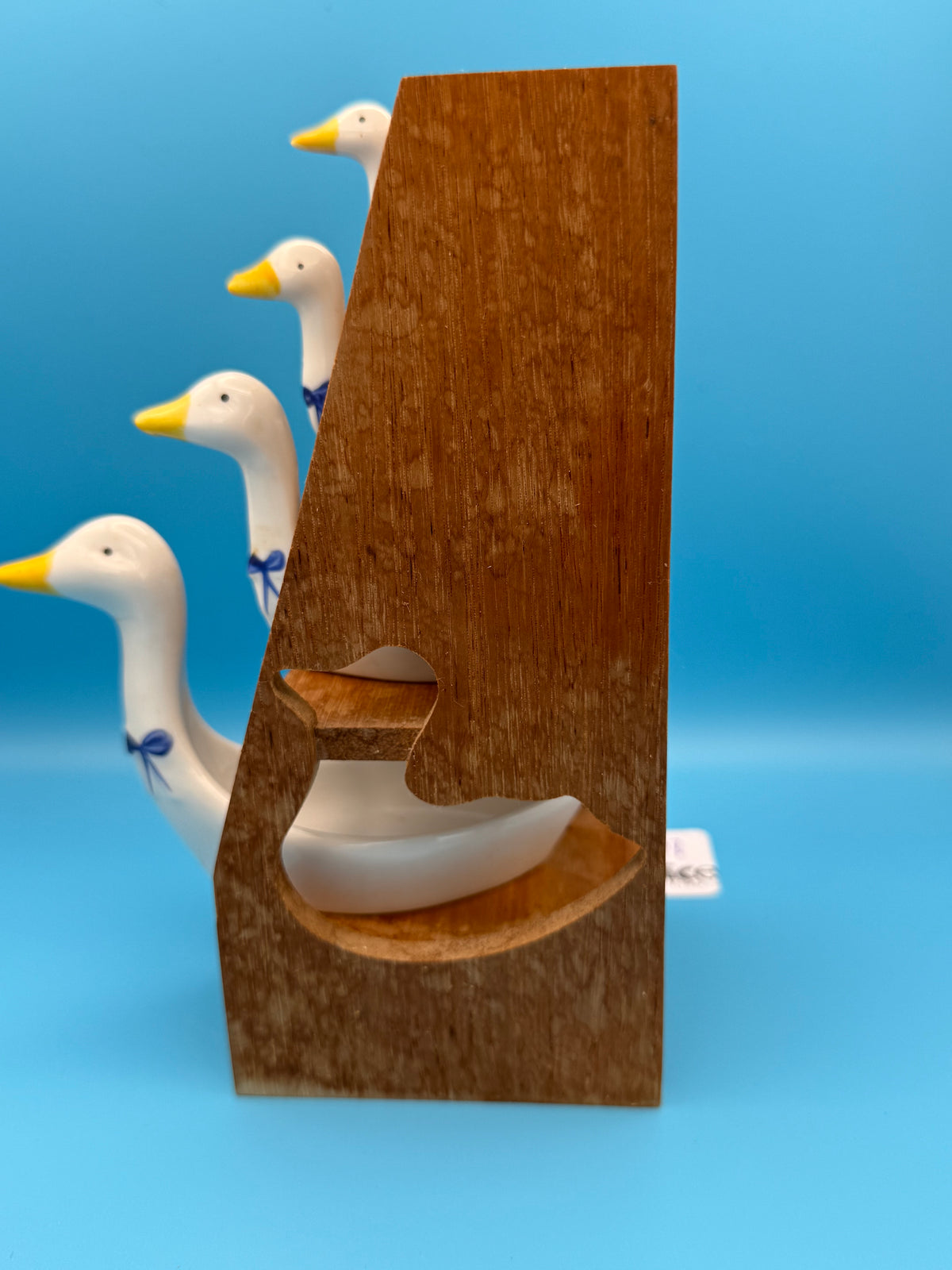 Vintage goose measuring spoons with holder