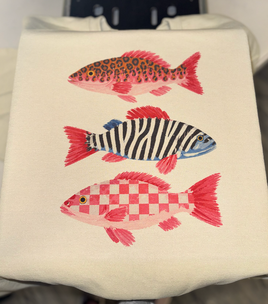 Funky Colorful Fish Crewneck (Grey)