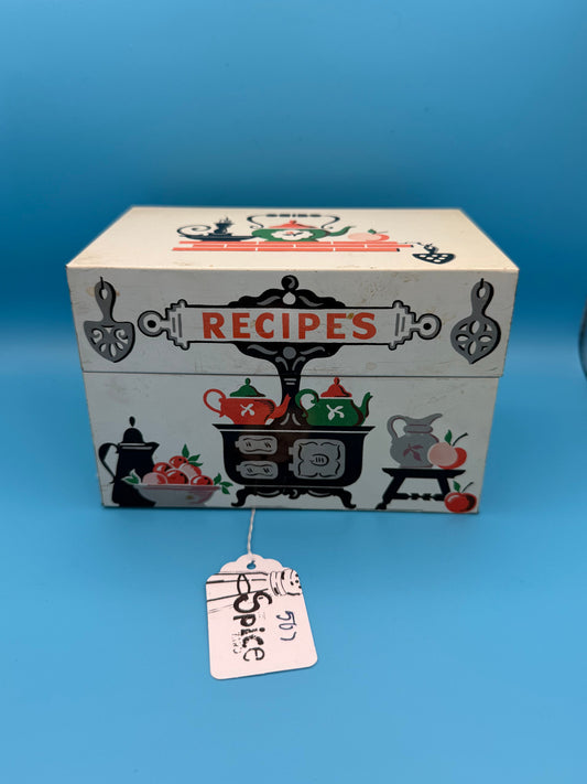 Vintage metal recipe tin