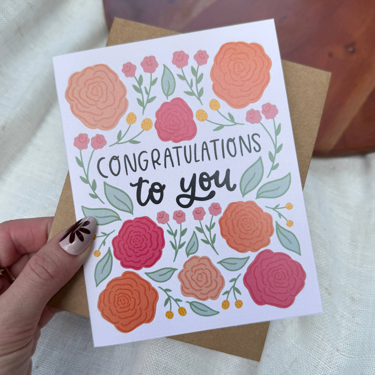 "Congratulations to you" Pink Flowers Card