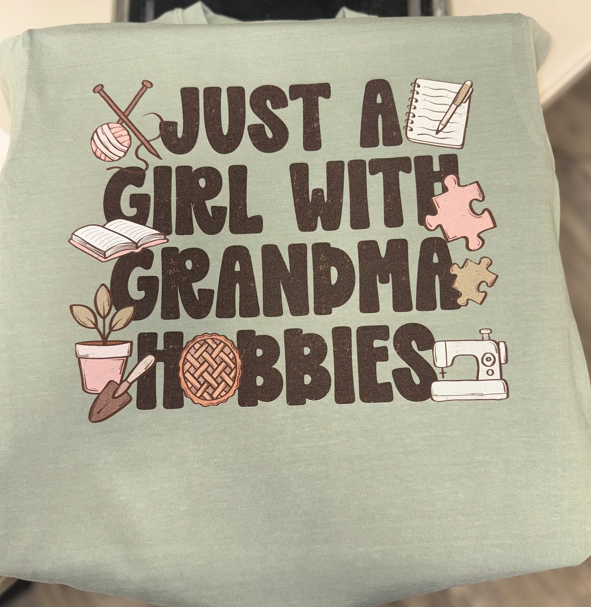 Just a Girl With Grandma Hobby Comfort Color Graphic T-shirt