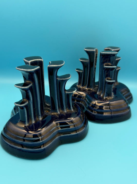 Vintage fiesta cobalt blue tripod candle holders (set of 2)