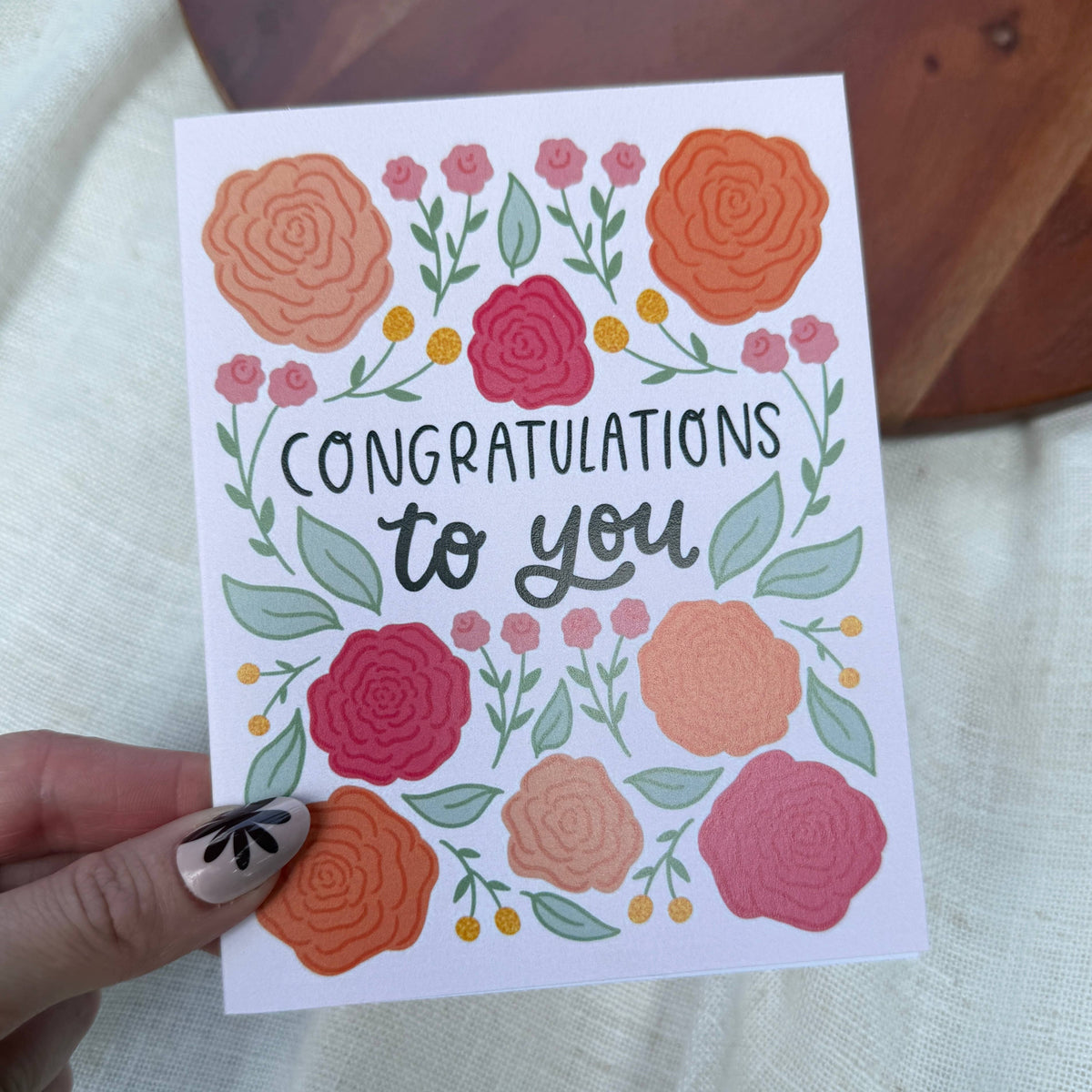 "Congratulations to you" Pink Flowers Card